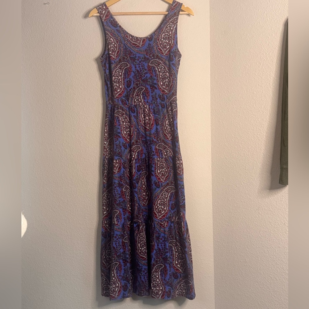Talbots Blue and Red Paisley Maxi Dress - Size M